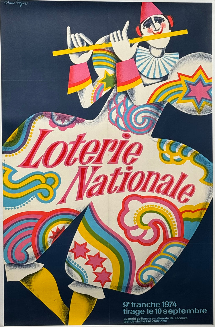 Loterie Nationale Clown with flute